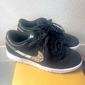 Black Nikes  Dunk Low with Cheetah Swoosh